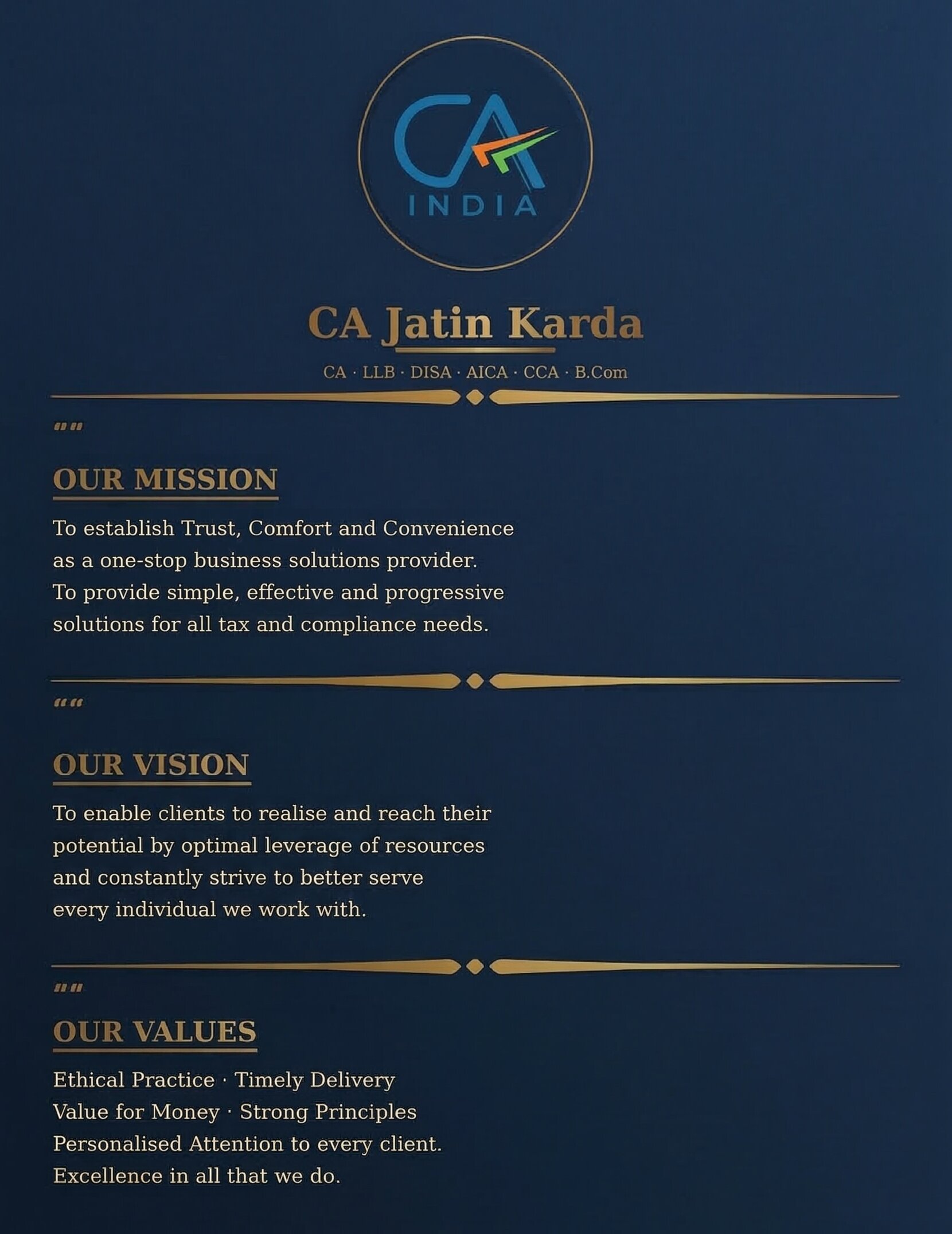 CA Jatin Karda Mission Vision